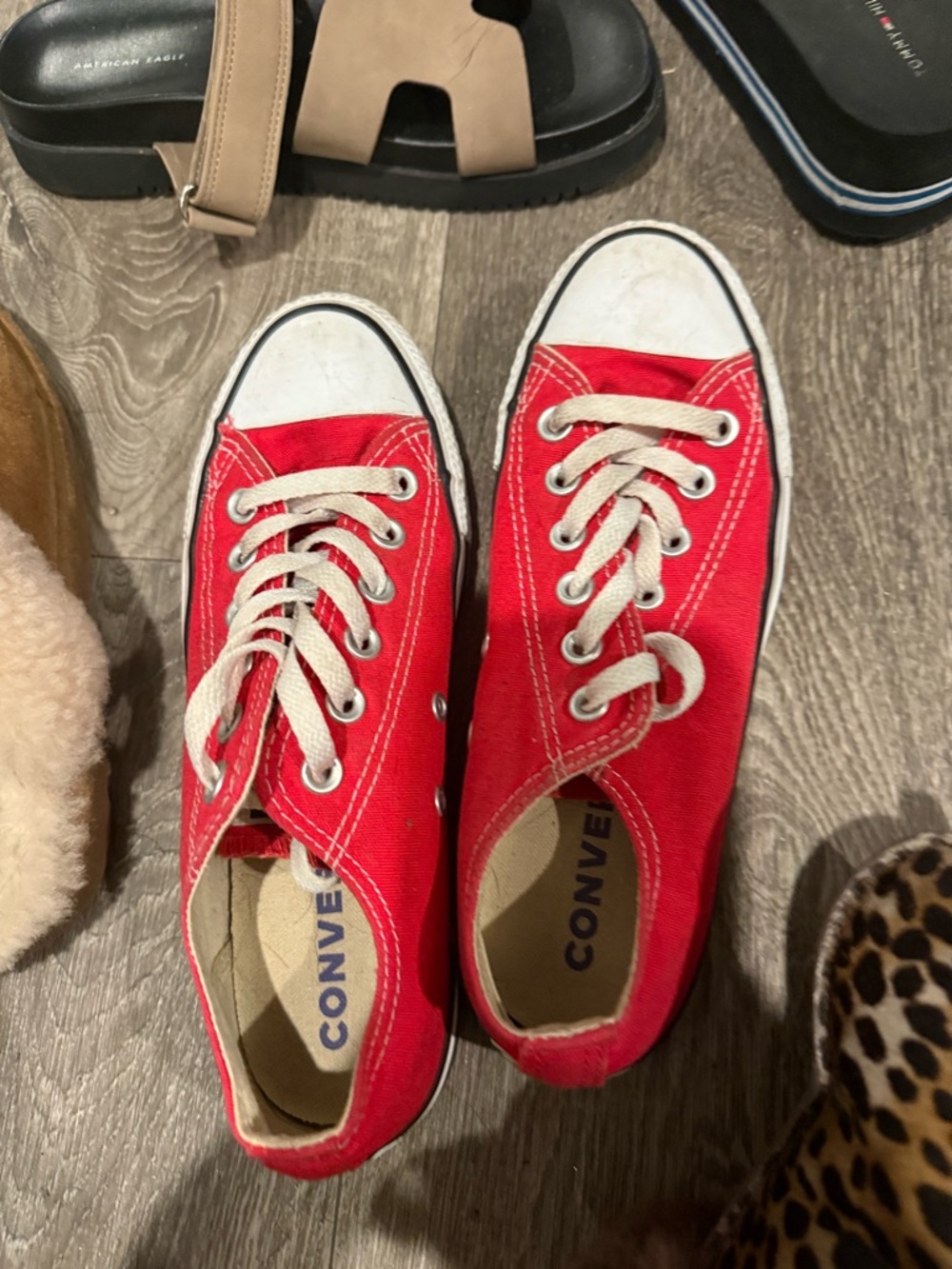 Converse Low Top Sneakers - Red with White Accents